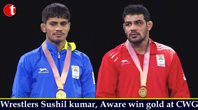 Wrestlers Sushil Kumar, Aware win gold at CWG