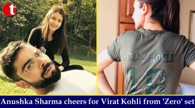 Anushka Sharma cheers for Virat Kohli from 'Zero' set