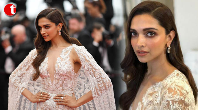 Deepika looks ‘angelic’ in white caped gown at Cannes