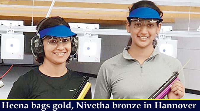 Heena bags gold, Nivetha bronze in Hannover