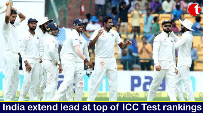 India extend lead at top of ICC Test rankings