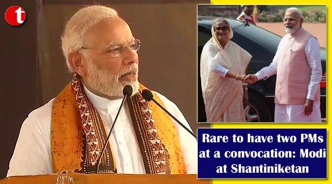 Rare to have two PMs at a convocation: Modi at Shantiniketan