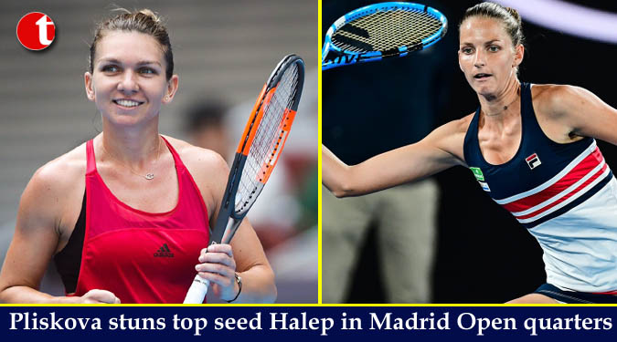 Pliskova stuns top seed Halep in Madrid Open quarters