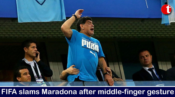 FIFA slams Maradona after middle-finger gesture