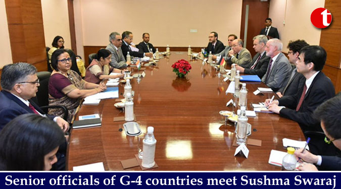 Senior officials of G-4 countries meet Sushma Swaraj