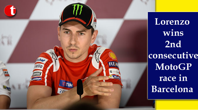 Lorenzo wins 2nd consecutive MotoGP race in Barcelona