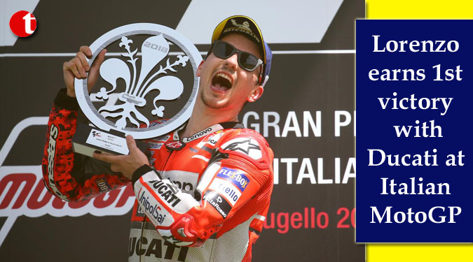 Lorenzo earns 1st victory with Ducati at Italian MotoGP