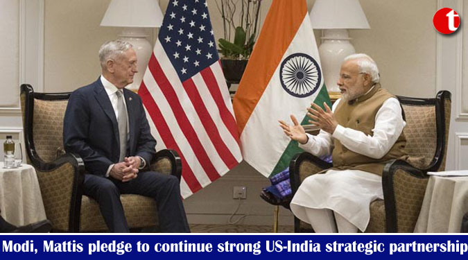 Modi, Mattis pledge to continue strong US-India strategic partnership