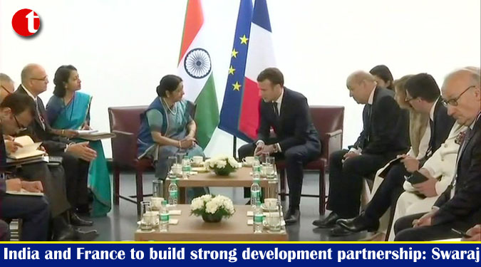 India and France to build strong development partnership: Swaraj