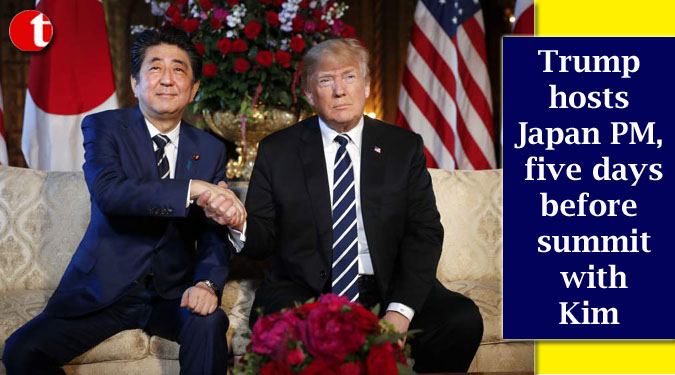 Trump hosts Japan PM, five days before summit with Kim