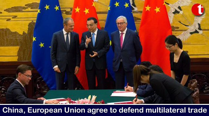 China, European Union agree to defend multilateral trade