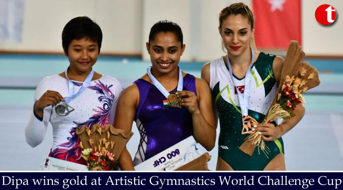 Dipa wins gold at Artistic Gymnastics World Challenge Cup