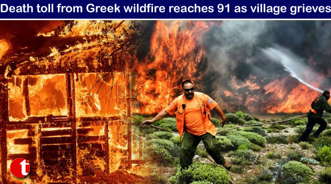 Death toll from Greek wildfire reaches 91 as village grieves