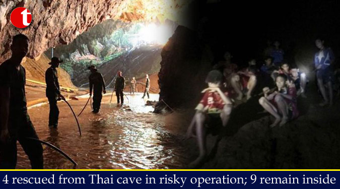 4 rescued from Thai cave in risky operation; 9 remain inside