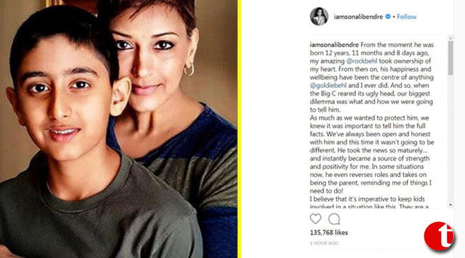 Sonali pens heartfelt note for son amidst cancer treatment