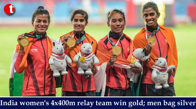 India women's 4x400m relay team win gold; men bag silver