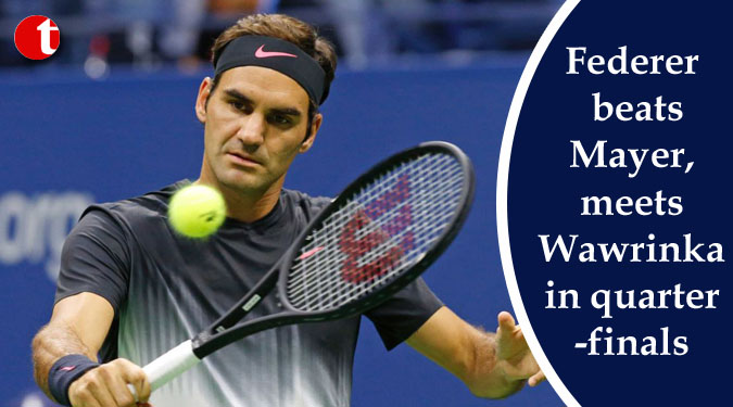 Federer beats Mayer, meets Wawrinka in quarter-finals