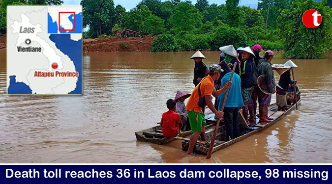 Death toll reaches 36 in Laos dam collapse, 98 missing