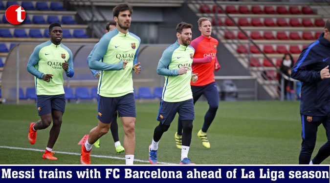 Messi trains with FC Barcelona ahead of La Liga season