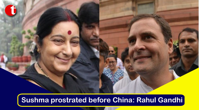 Sushma prostrated before China: Rahul Gandhi