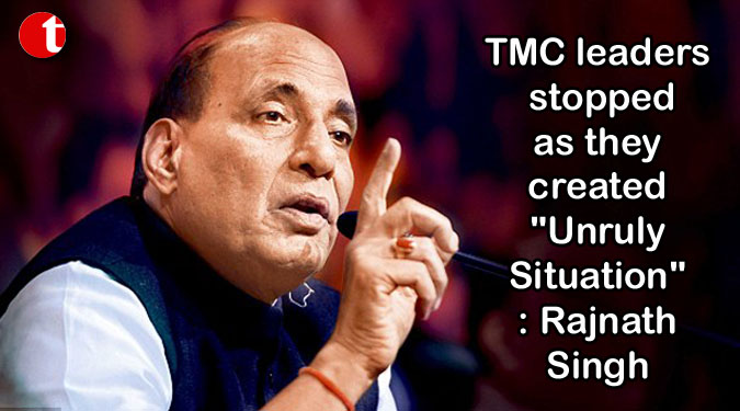 TMC leaders stopped as they created "Unruly Situation": Rajnath Singh