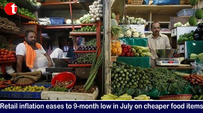 Retail inflation eases to 9-month low in July on cheaper food items