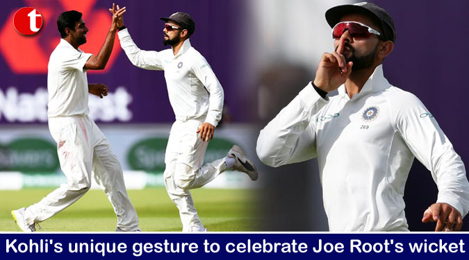 Kohli's unique gesture to celebrate Joe Root's wicket