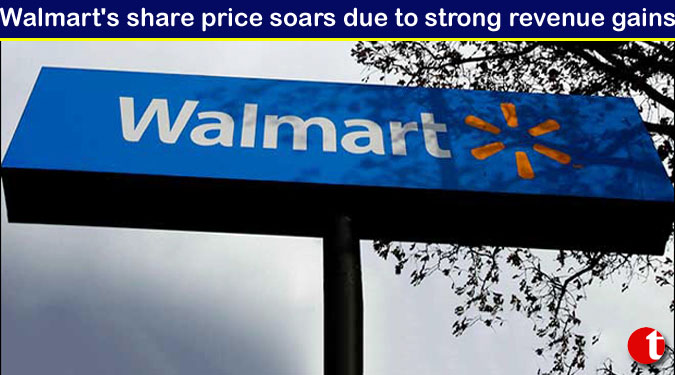 Walmart's share price soars due to strong revenue gains