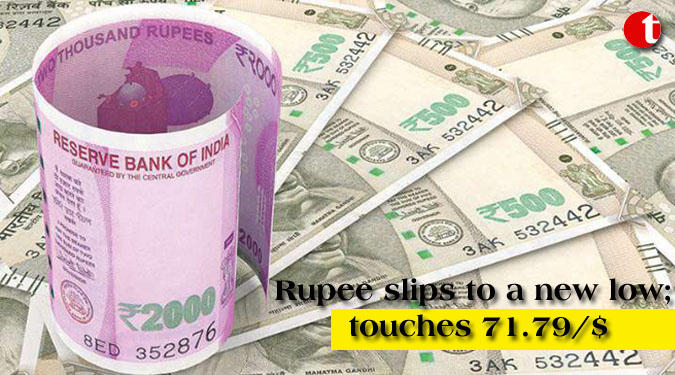 Rupee slips to a new low; touches 71.79/$