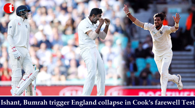 Ishant, Bumrah trigger England collapse in Cook’s farewell Test
