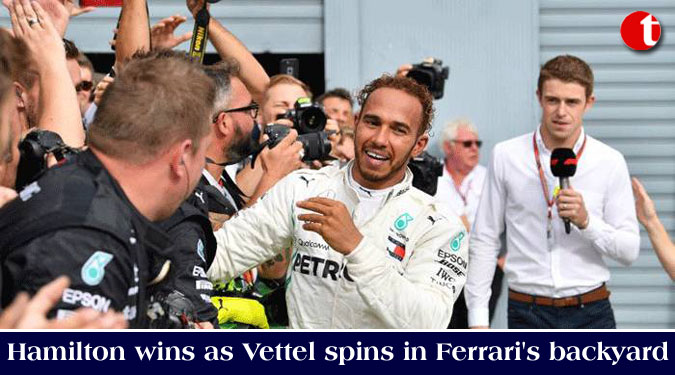 Hamilton wins as Vettel spins in Ferrari's backyard