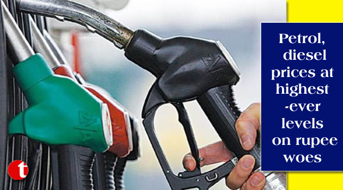 Petrol, diesel prices at highest-ever levels on rupee woes