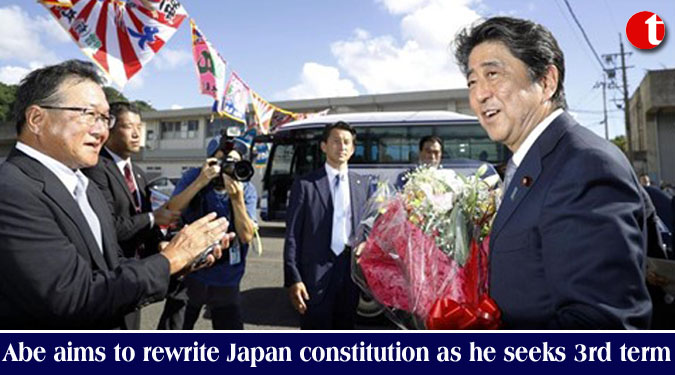 Abe aims to rewrite Japan constitution as he seeks 3rd term