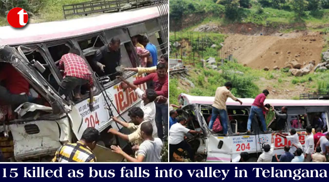 15 killed as bus falls into valley in Telangana