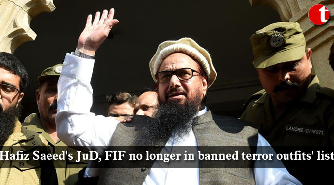 Hafiz Saeed’s JuD, FIF no longer in banned terror outfits’ list