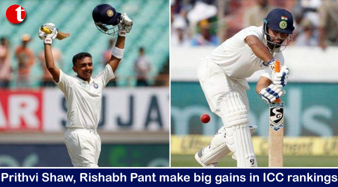 Prithvi Shaw, Rishabh Pant make big gains in ICC rankings