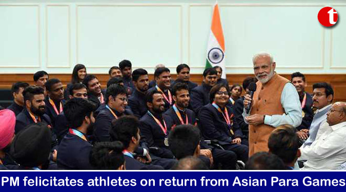 PM felicitates athletes on return from Asian Para Games