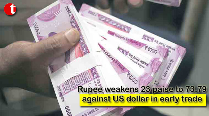 Rupee weakens 23 paise to 73.79 against US dollar in early trade