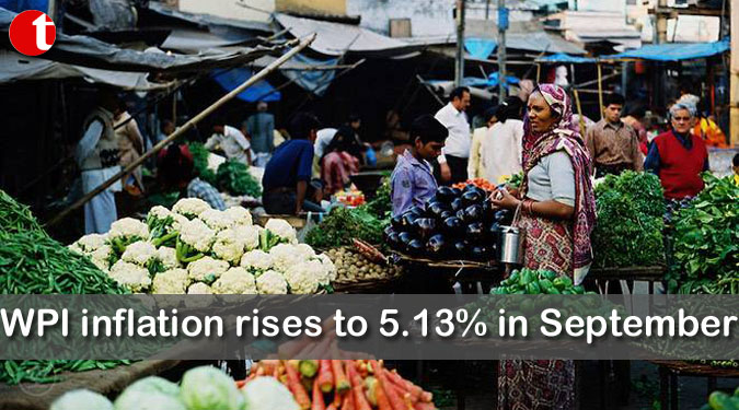 WPI inflation rises to 5.13% in September
