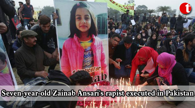 Seven-year-old Zainab Ansari's rapist executed in Pakistan