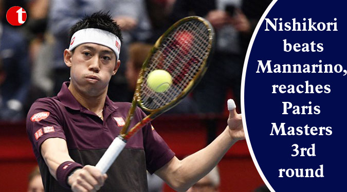 Nishikori beats Mannarino, reaches Paris Masters 3rd round