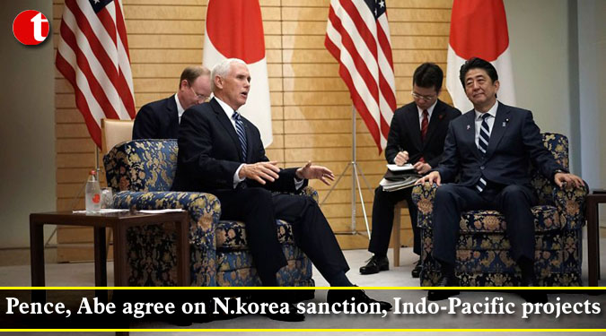 Pence, Abe agree on N.korea sanction, Indo-Pacific projects