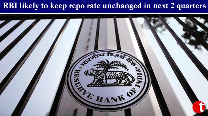 RBI likely to keep repo rate unchanged in next 2 quarters