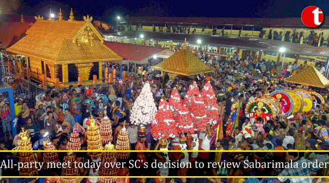 All-party meet today over SC's decision to review Sabarimala order