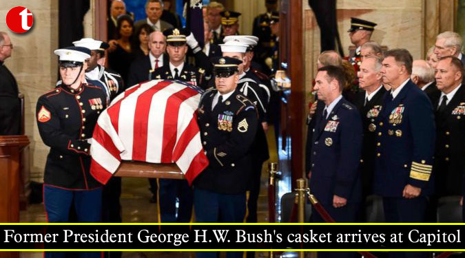 Former President George H.W. Bush's casket arrives at Capitol