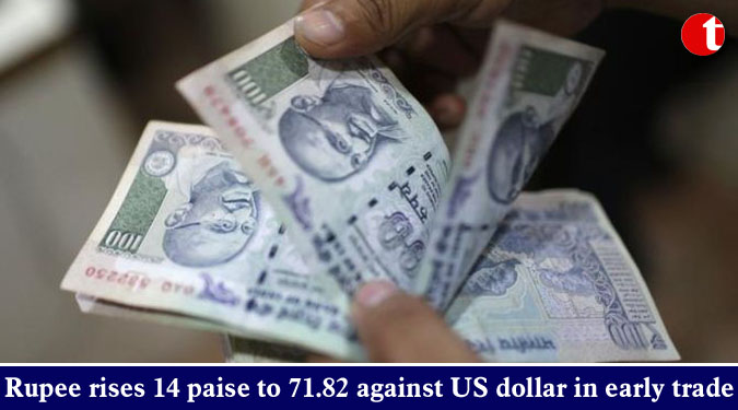 Rupee rises 14 paise to 71.82 against US dollar in early trade