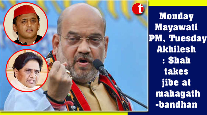 Monday Mayawati PM, Tuesday Akhilesh: Shah takes jibe at mahagathbandhan