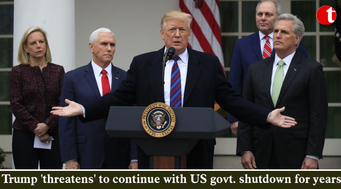 Trump 'threatens' to continue with US govt. shutdown for years