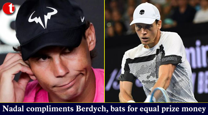 Nadal compliments Berdych, bats for equal prize money