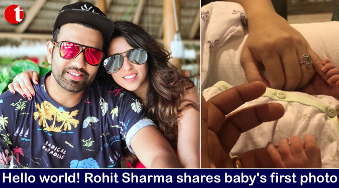 Hello world! Rohit Sharma shares baby's first photo